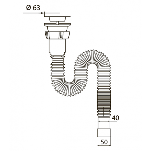 Сифон для раковины WIRQUIN 30717988 1 1/4"х40/50 с выпуском D 63 мм L 800 мм