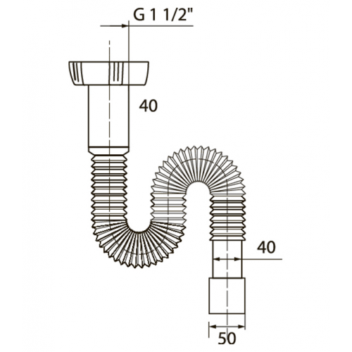 Сифон для мойки WIRQUIN 30717993 1 1/2"х40/50 без выпуска L 800 мм