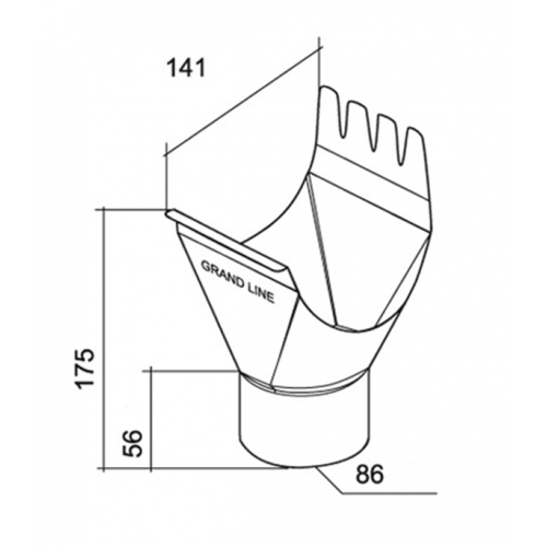 Воронка желоба Grand Line металлическая d125-90 мм темно-коричневый RR 32