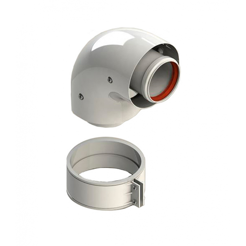 Отвод коаксиальный Stout d60/100 мм 90° комплект