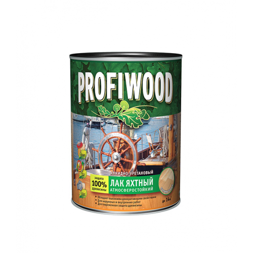 Лак алкидно-уретановый яхтный Profiwood бесцветный 0,8 л/0,7 кг полуматовый