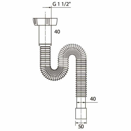 Сифон для мойки WIRQUIN 30717995 1 1/2"х40/50 без выпуска L 1200 мм