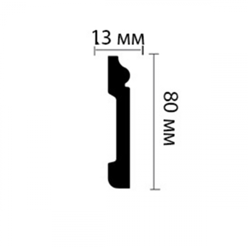 Плинтус из дюрополимера ударопрочный с к/к 80х13х2000 мм Decomaster Белый