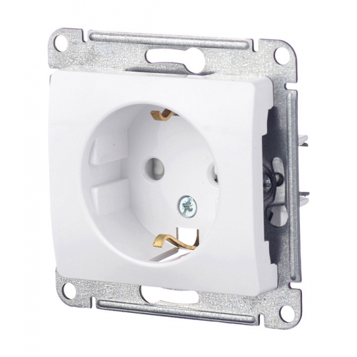Розетка Schneider Electric Glossa GSL000145 скрытая установка белый с заземлением со шторками