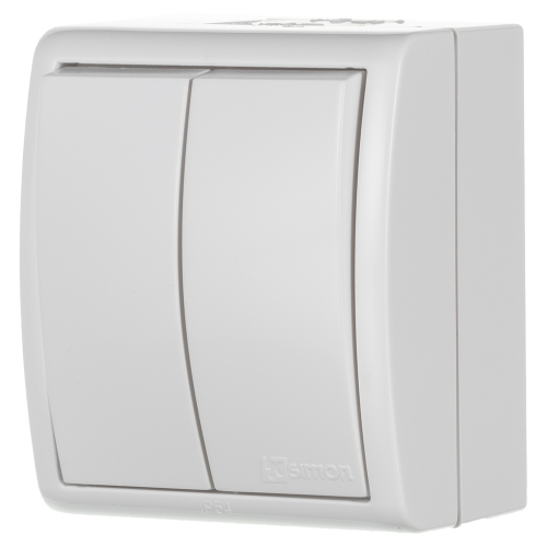 Выключатель Simon 15 Aqua 1594398-030 двухклавишный открытая установка белый IP54