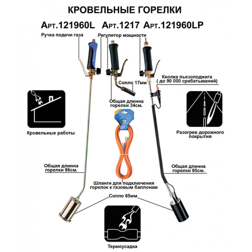 Горелка кровельная Kemper с насадкой 60 мм 95 см