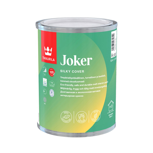 Краска водно-дисперсионная Tikkurila Joker моющаяся белая основа А 0,9 л