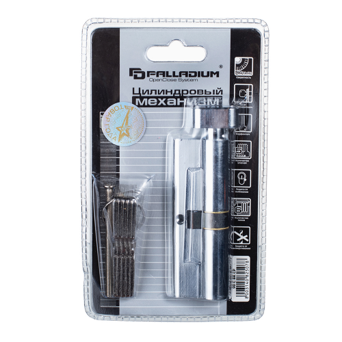 Цилиндр Palladium C BK CP 90 (45х45) мм ключ/вертушка хром