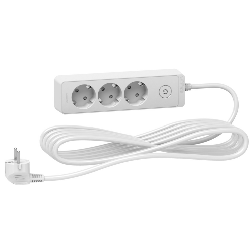 Удлинитель бытовой Schneider Electric (ST9435W) с заземлением 5 м 16 А 230 В 3,68 кВт 3 розетки ПВС 3х1,5 мм2 IP20 со шторками белый