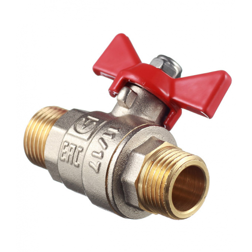 Кран шаровой латунный VALTEC Base (VT.219.N.04) 1/2 НР(ш) х 1/2 НР(ш) бабочка прямой