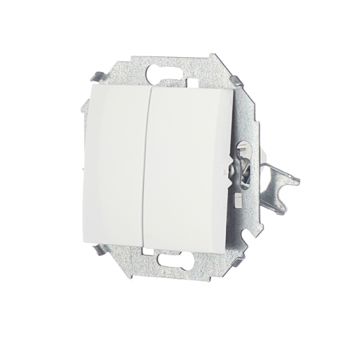 Переключатель Simon 15 1591397-030 двухклавишный на 2 направления скрытая установка белый