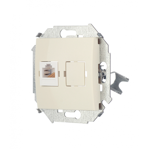Розетка компьютерная Simon 15 1591598-031 скрытая установка слоновая кость один модуль RJ45 cat 5e