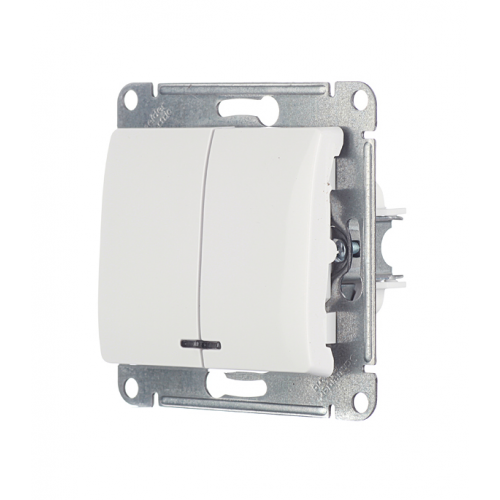 Выключатель Schneider Electric Glossa GSL000153 двухклавишный скрытая установка белый с подсветкой
