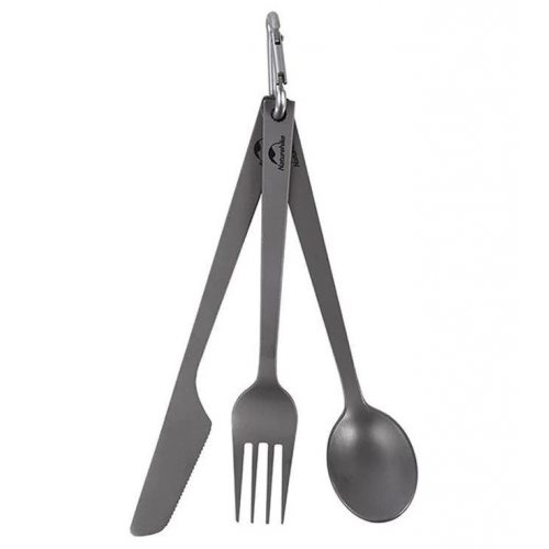 Набор (Ложка, Нож, Вилка) Naturehike TZD11 Titanium Cutlery серый