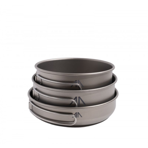 Набор посуды GORAA 3-Piece Titanium Pot And Pan Cook Set серый 500+550+680МЛ