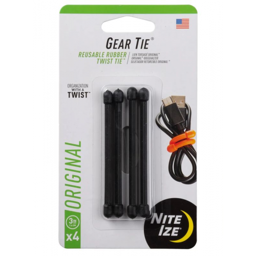 Стяжки гибкие Nite Ize Gear Tie 3" черный 3