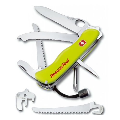 Нож перочинный Victorinox Rescuetool One Hand 0.8623.Mwn светло-зеленый 111ММ