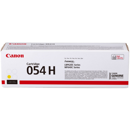 Лазерный картридж Canon 054 H Y для MF641/643/645, LBP621/623. Жёлтый. 2300 страниц
