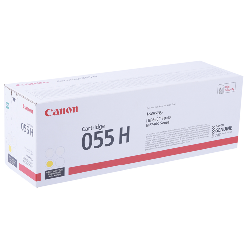Лазерный картридж Canon 055 H Y для MF641/643/645, LBP621/623. Жёлтый. 5900 страниц