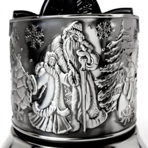 Никелированный подстаканник "Дед Мороз и Снегурочка" Кольчугинский завод цветных металлов