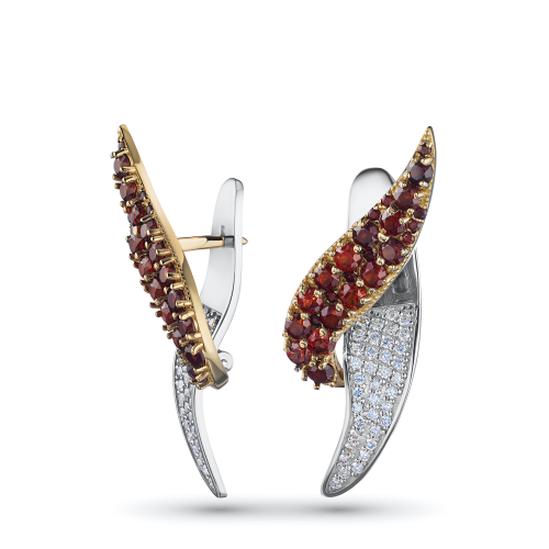 Серьги из белого золота с и гранатами э4106сг06240361 ЭПЛ Даймонд