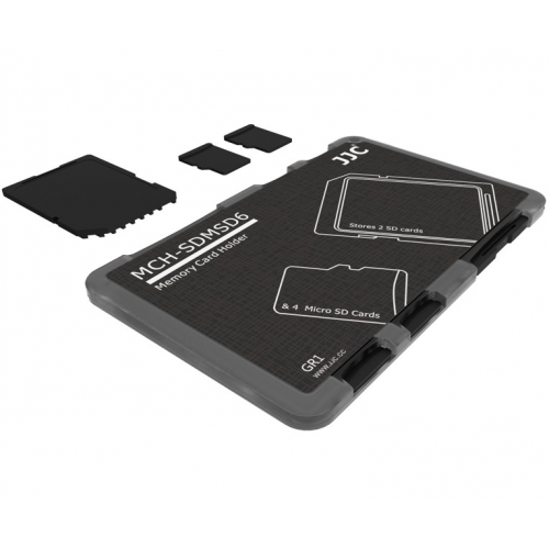 Компактный защитный футляр для флеш карт (4x MicroSD и 2x SD) черный