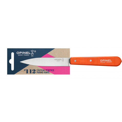 Нож столовый Opinel №112, деревянная рукоять, блистер, нержавеющая сталь, оранжевый, 001916