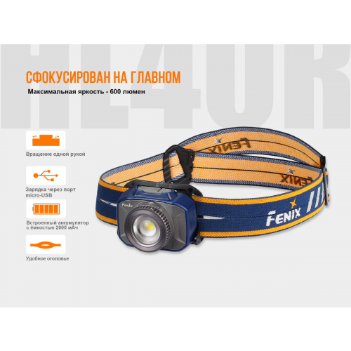 Налобный фонарь Fenix HL40R Cree XP-LHIV2 LED серый