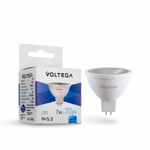 Светодиодная лампа Voltega SIMPLE Софит 7W 600Lm 4000K GU5.3 7063
