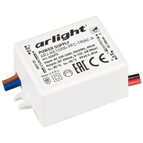 Диммируемый блок питания ARJ-KE13300-PFC-TRIAC-A 0,3A 8V 4W Arlight 028275