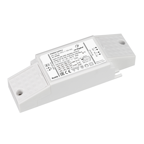 Диммируемый блок питания ARJ-SP-21-PFC-1-10V-INS 0,35-0,5A 30-42V 21W Arlight 027583
