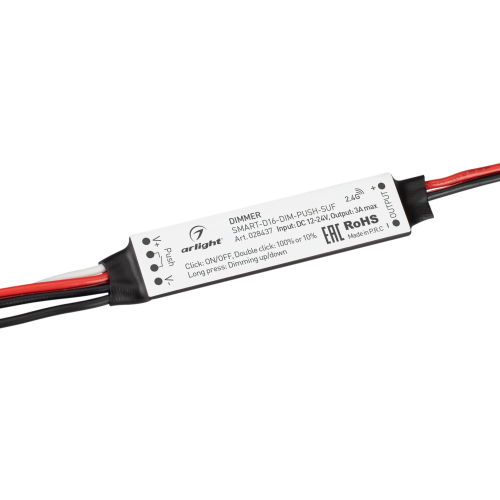 Диммер SMART-D16-DIM-PUSH-SUF 12-24V 1x3A RF Arlight 028437