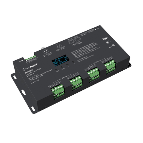 Декодер SMART-DMX-SUF 12-24V 12x5A XLR3 RJ45 Arlight 033768