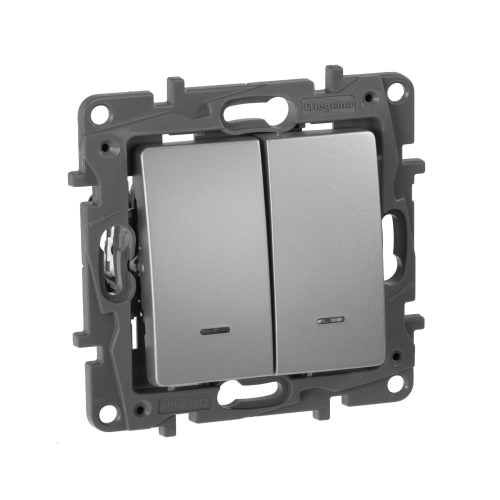 Переключатель двухклавишный с подсветкой Legrand ETIKA 672416