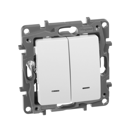 Переключатель двухклавишный с подсветкой Legrand ETIKA 672216