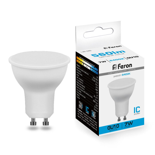 Светодиодная лампа Feron 7W 560Lm 6400K GU10 25291