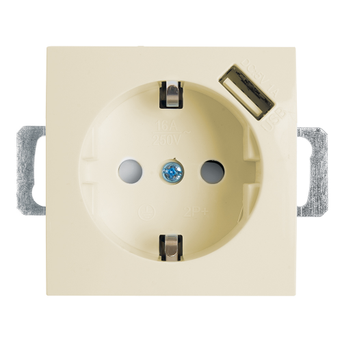 Розетка с/з со шторками + USB Stekker ЭРНА 39329