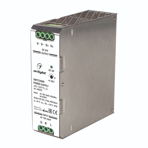 Блок питания ARV-DRP75-24 0-3,15A 21,6-24-26,5V 75W Arlight 040232