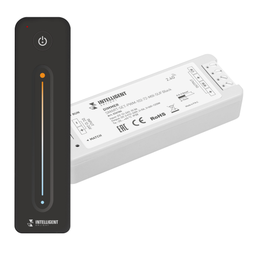 Комплект диммер с пультом SMART-SET-PWM-102-72-MIX-SUF Black 12-24V 120-240W 2x5A Arlight 036186
