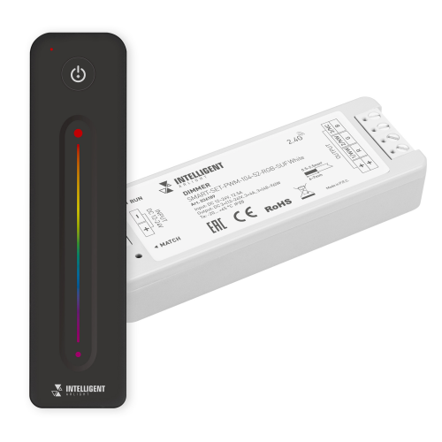 Комплект диммер с пультом SMART-SET-PWM-104-52-RGB-SUF White 12-24V 144-288W 3x4A Arlight 036189