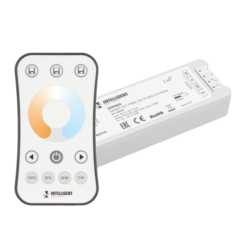 Комплект диммер с пультом SMART-SET-PWM-102-72-MIX-SUF White 12-24V 120-240W 2x5A Arlight 036184