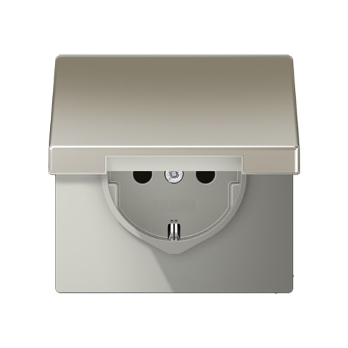 Розетка с/з с крышкой Jung LS METAL ES1521KL