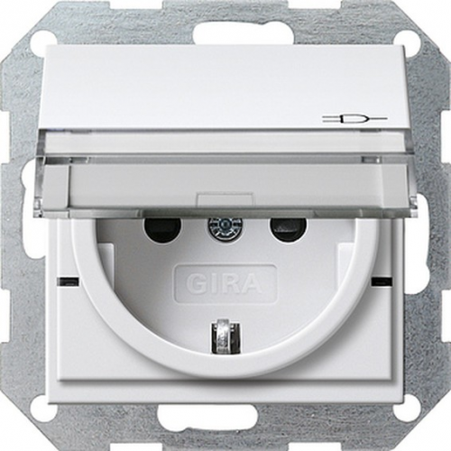 Розетка с/з со шторками и крышкой Gira SYSTEM 55 276227