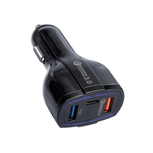 Зарядное устройство автомобильное ORIENT CAR QC-12V3B Quick Charge 3.0, 2xUSB-A + 1xUSB Type-C: QC в