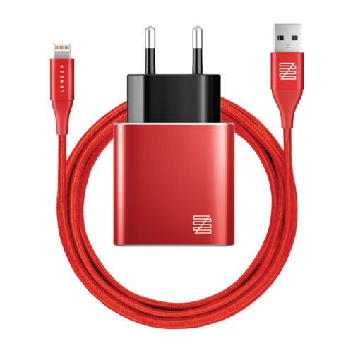 Сетевое зарядное устройство LENZZA Piazza Metallic Wall Charger. Два порта USB 5В, 2,1А. В комплекте