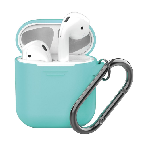 Силиконовый чехол для AirPods Deppa 47011, карабин, ремешок, мятный