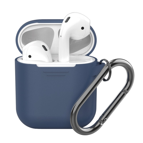 Силиконовый чехол для AirPods Deppa 47013, карабин, ремешок, синий