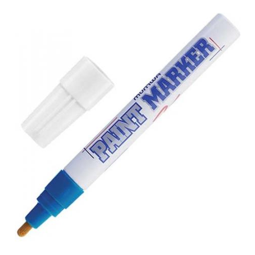 Маркер-краска лаковый (paint marker) MUNHWA, 4 мм, нитро-основа, алюминиевый корпус, синий, PM-02