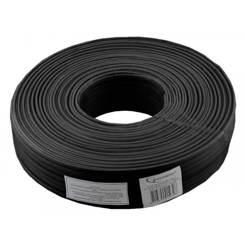 Кабель телефонный бухта 100м 4жилы TC1000S/bl-100m плоский, черный