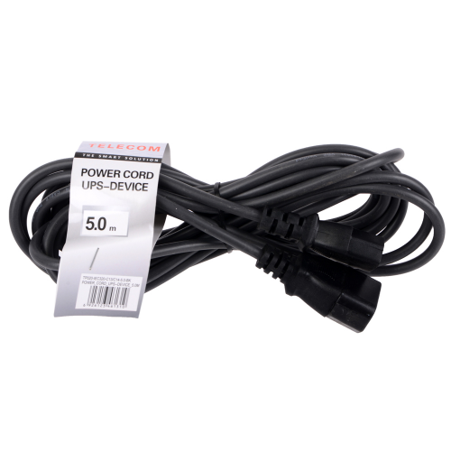 Кабель монитор - компьютер (UPS - устройство) 220V 5м, Telecom TP020-IEC320-C13/C14-5.0-BK